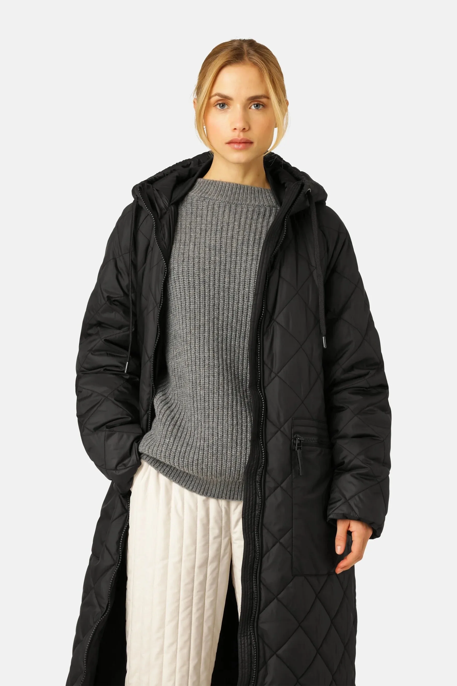 Ilse Jacobsen Aerial Padded Long Coat Black