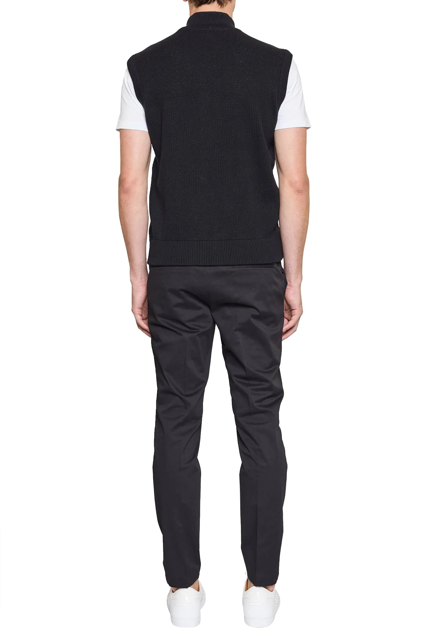 Jake Puffa Front Knitted Vest in Black