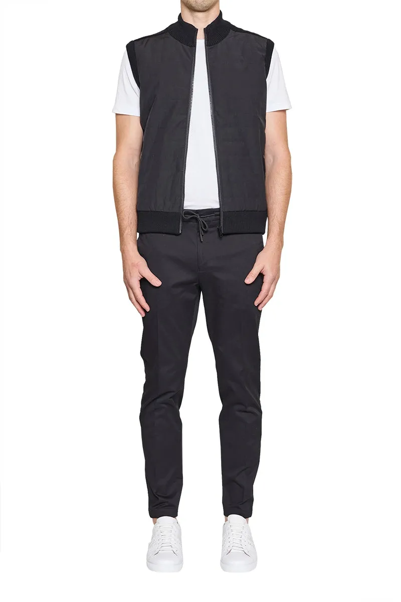 Jake Puffa Front Knitted Vest in Black