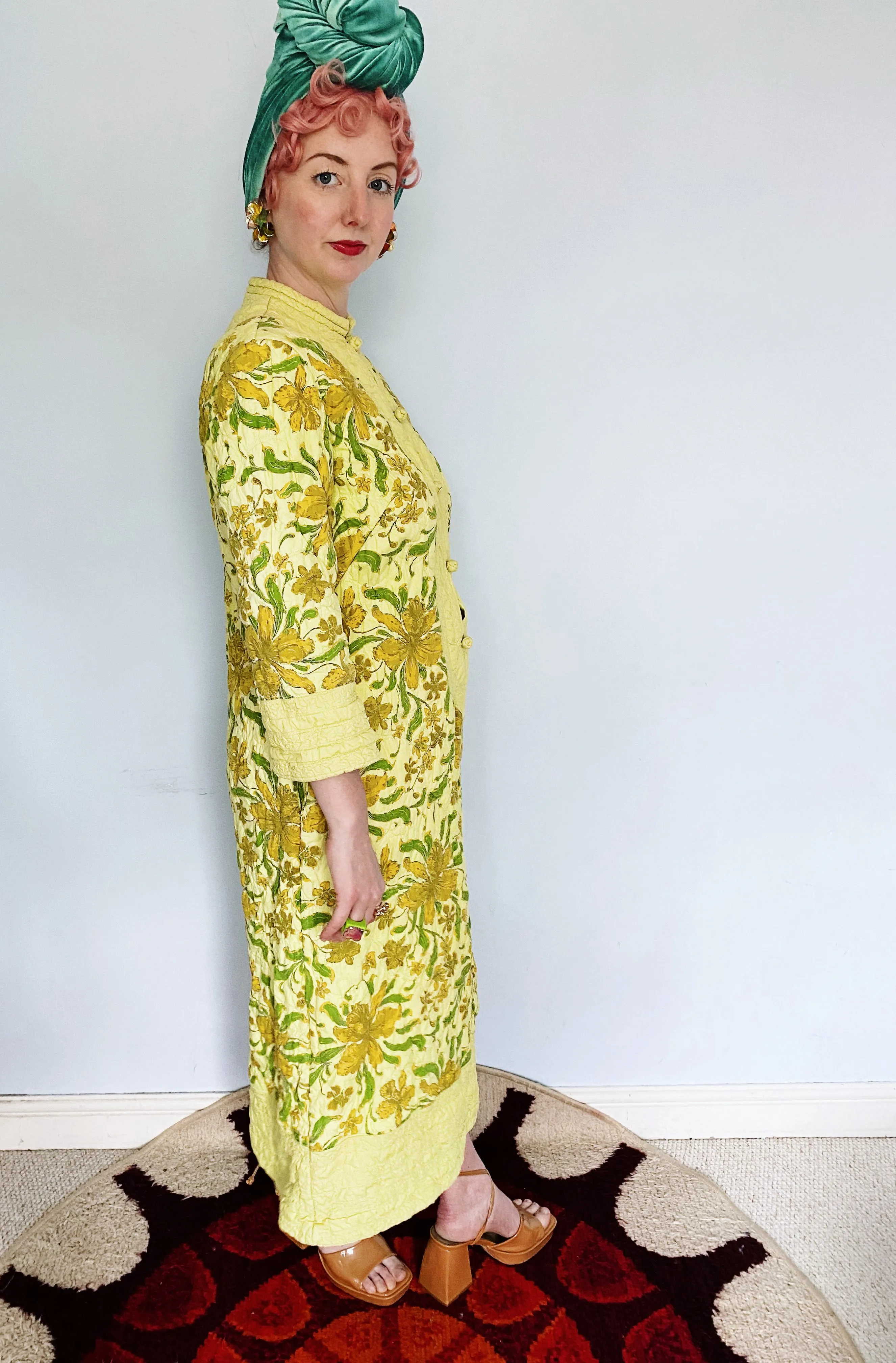 Japanese floral padded / quilted dress / house coat