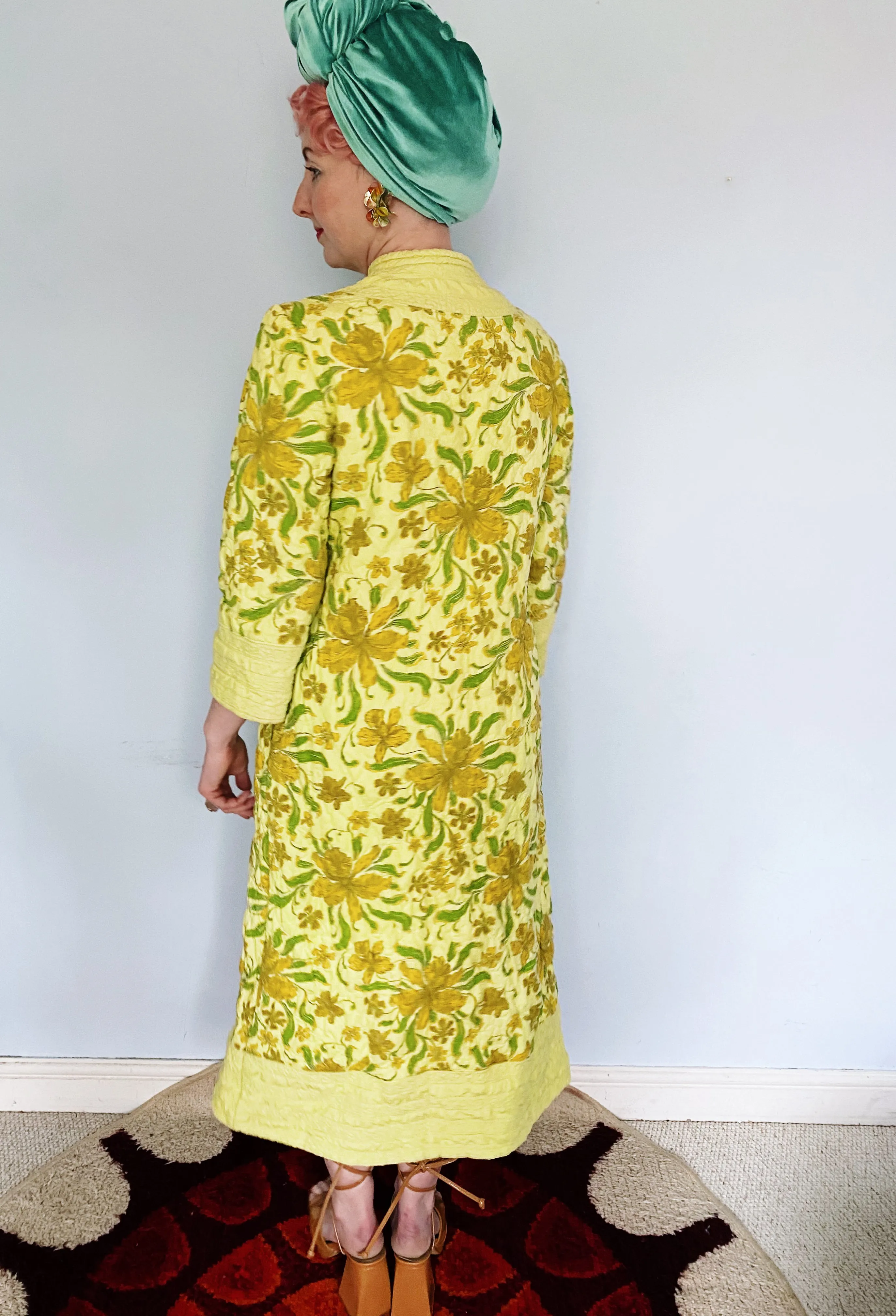 Japanese floral padded / quilted dress / house coat