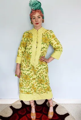 Japanese floral padded / quilted dress / house coat