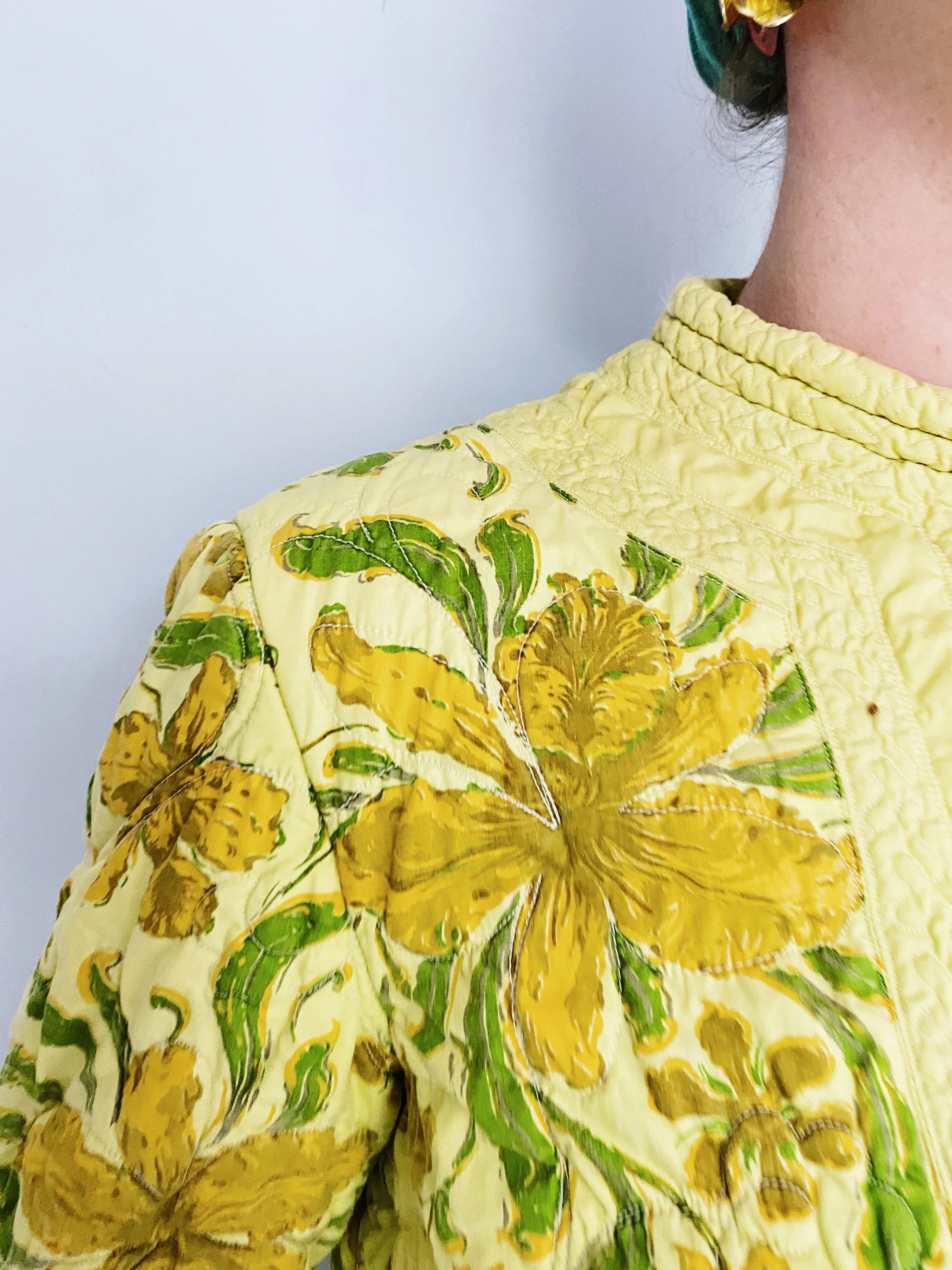Japanese floral padded / quilted dress / house coat