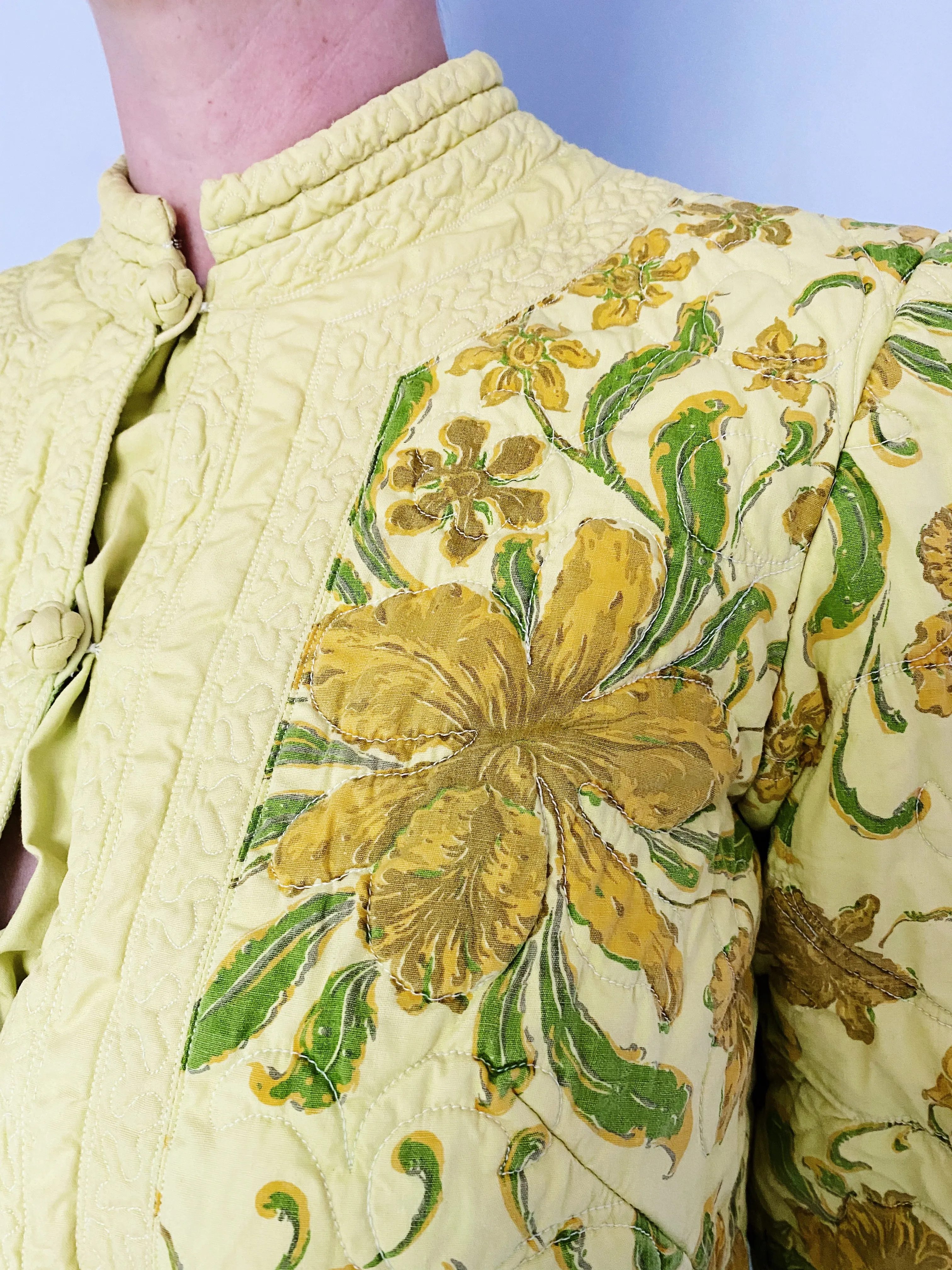 Japanese floral padded / quilted dress / house coat