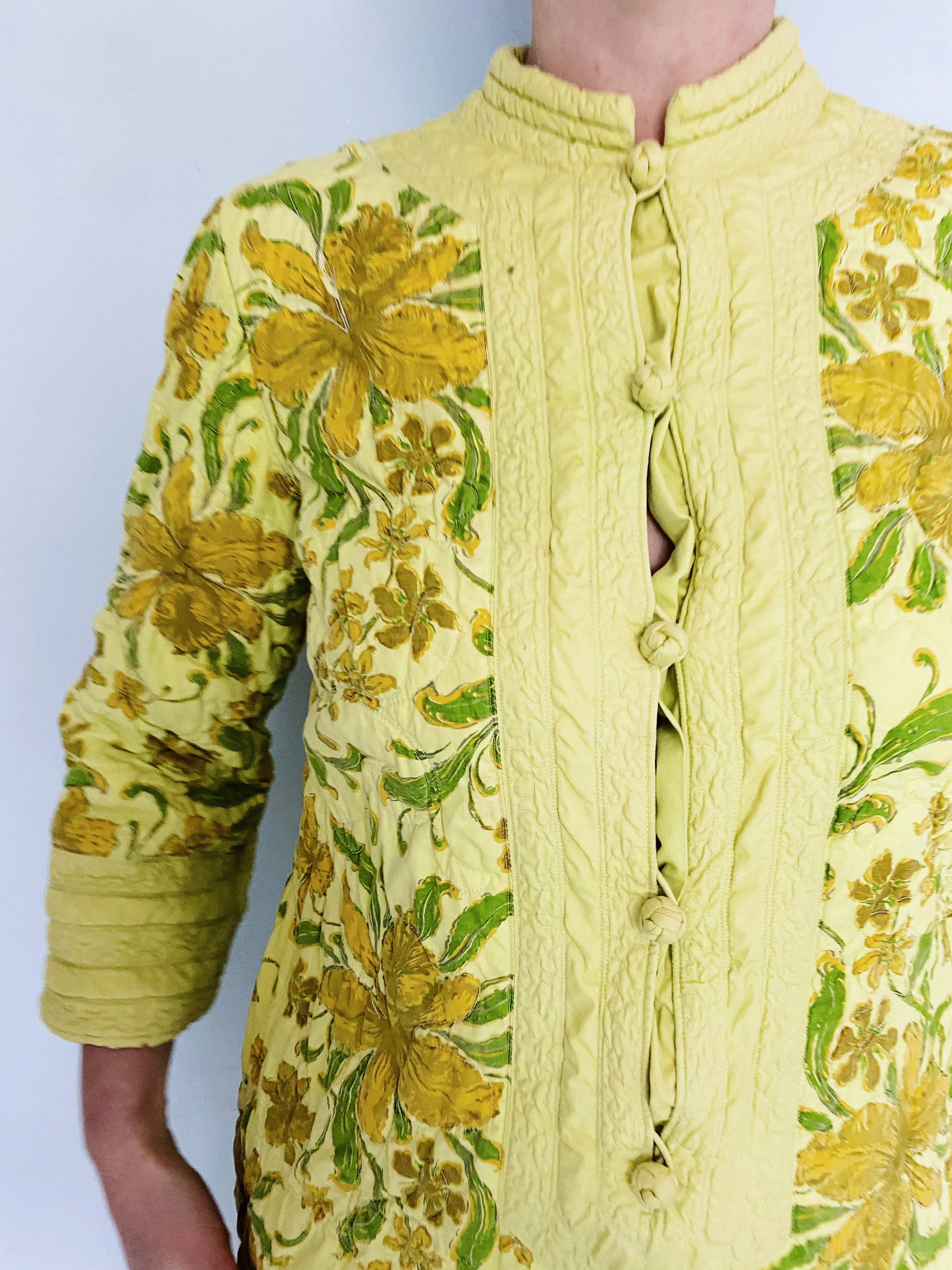 Japanese floral padded / quilted dress / house coat