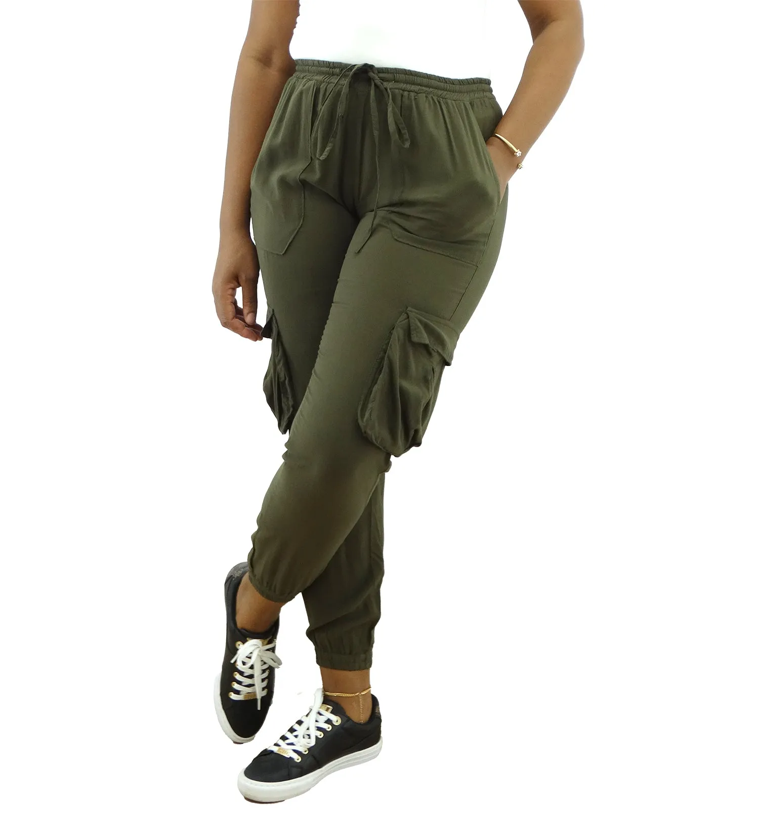 JIM2155, Cozzi, Women's Cargo Joggers- Asstd-( S-XL)