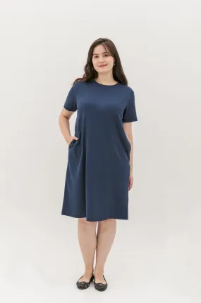 Kara Waffle Knit Midi Dress In Space Blue