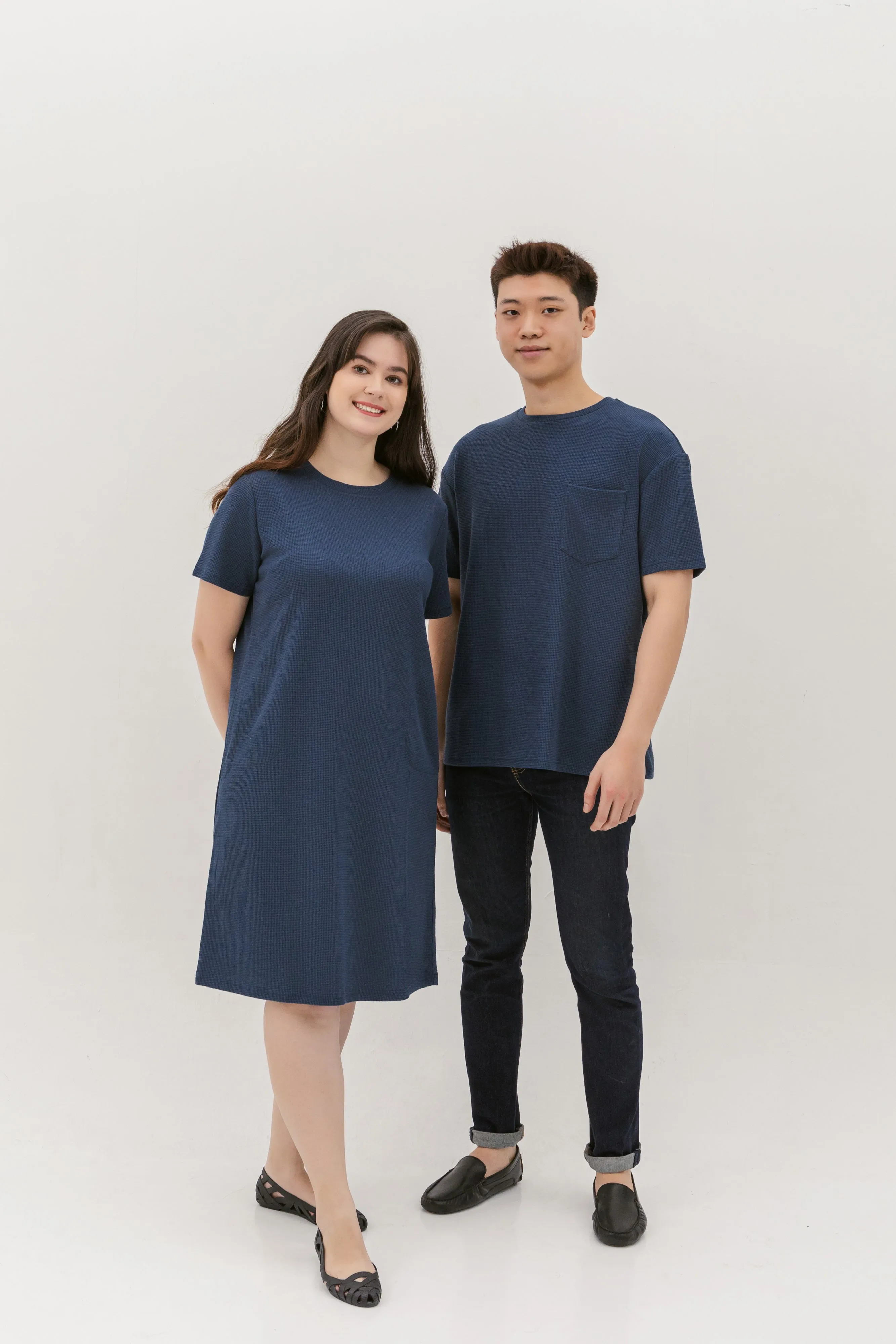 Kara Waffle Knit Midi Dress In Space Blue