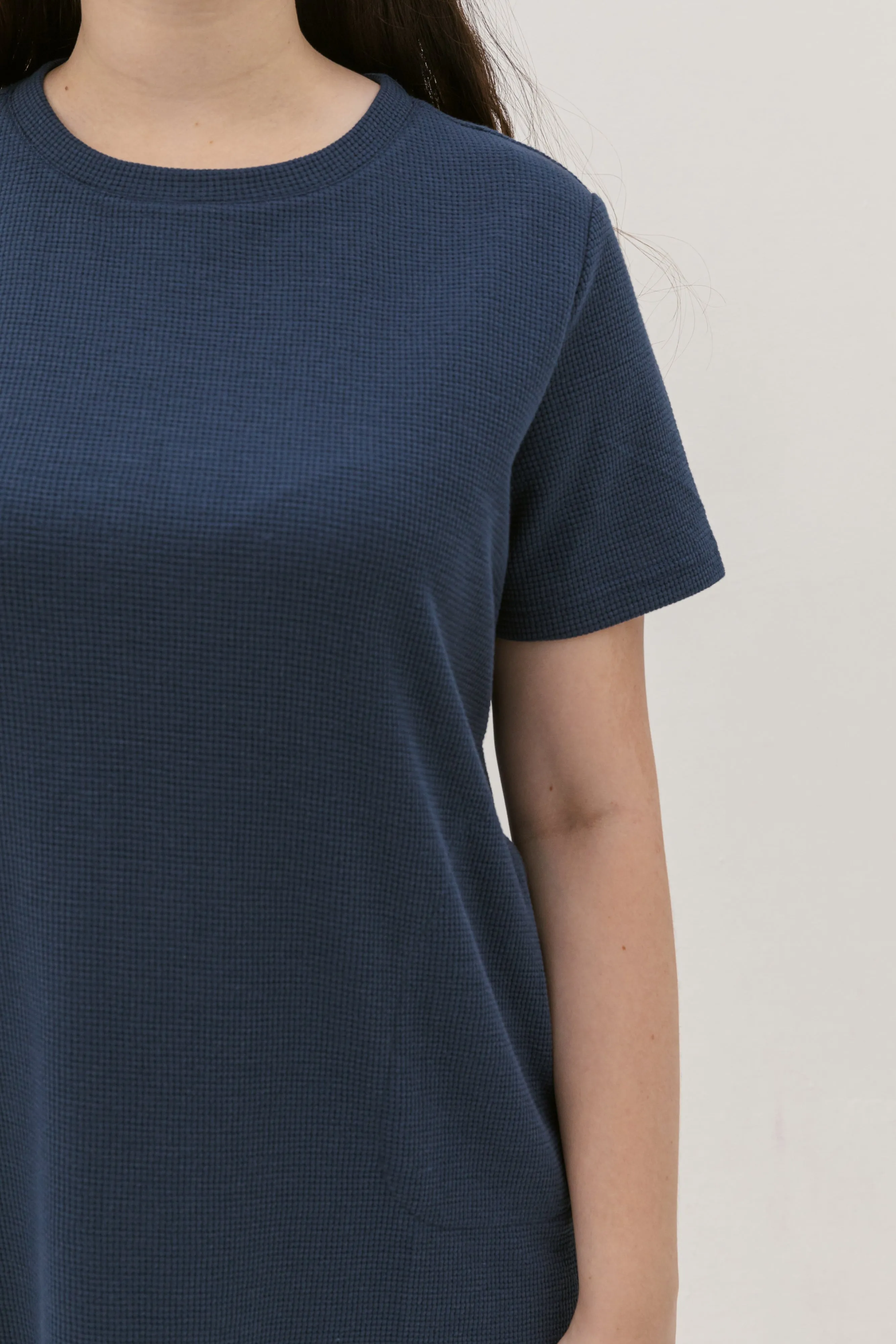 Kara Waffle Knit Midi Dress In Space Blue