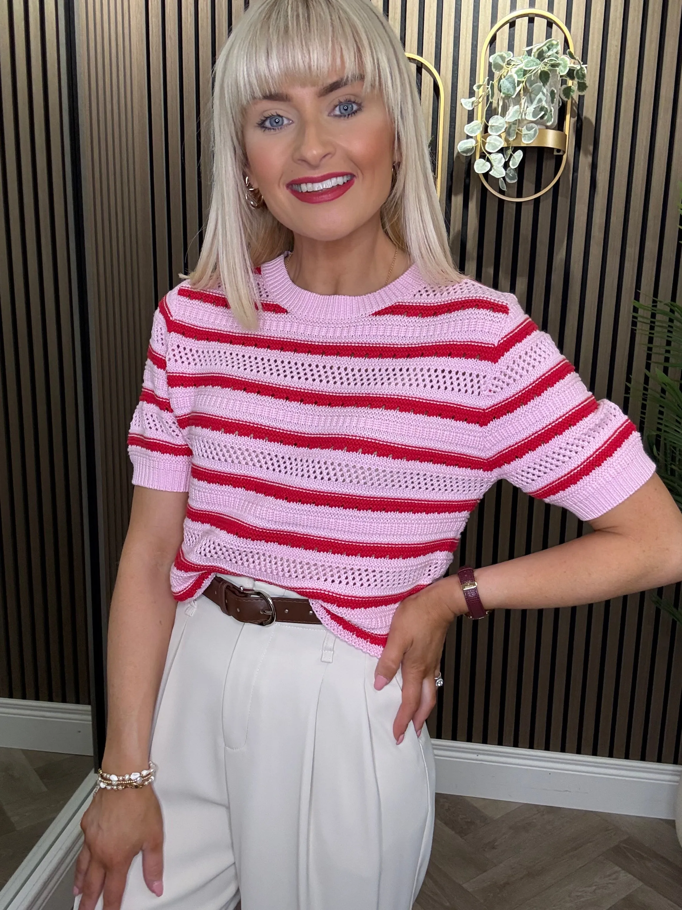 Kim Knit Top Pink/Red