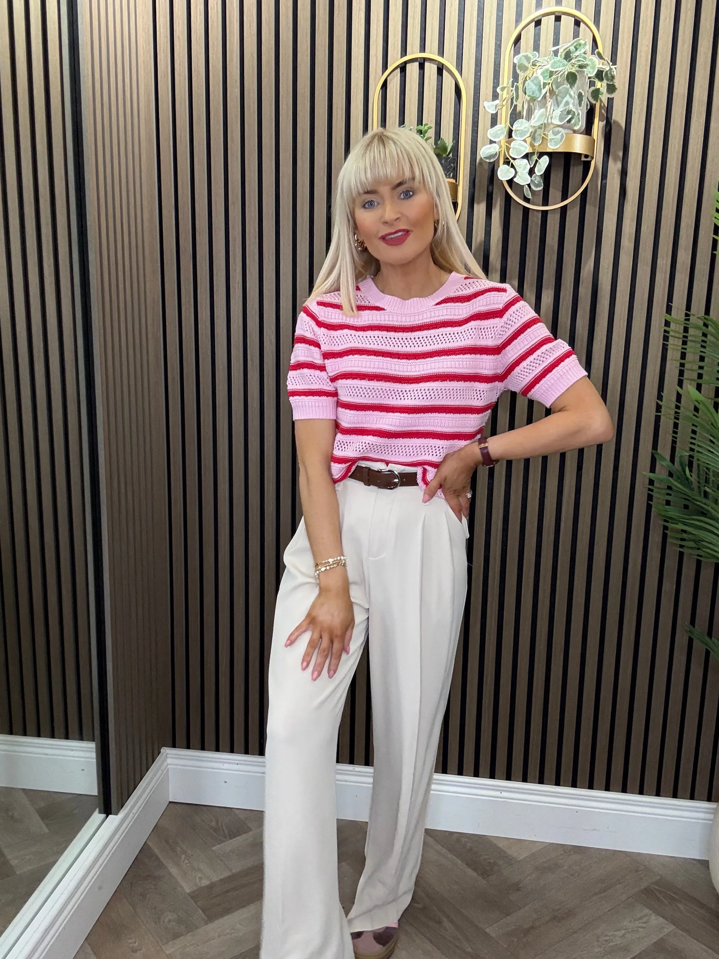 Kim Knit Top Pink/Red