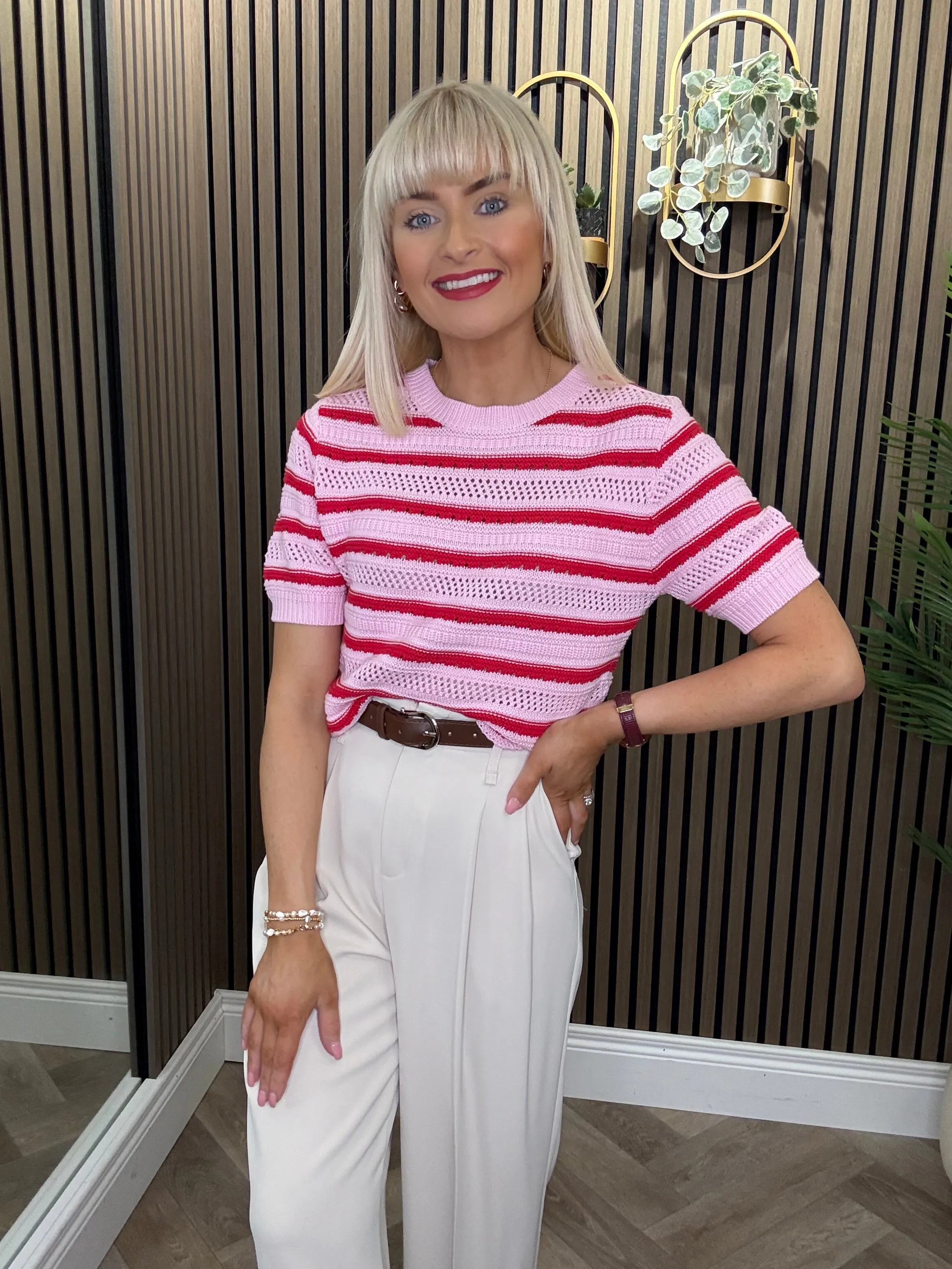 Kim Knit Top Pink/Red