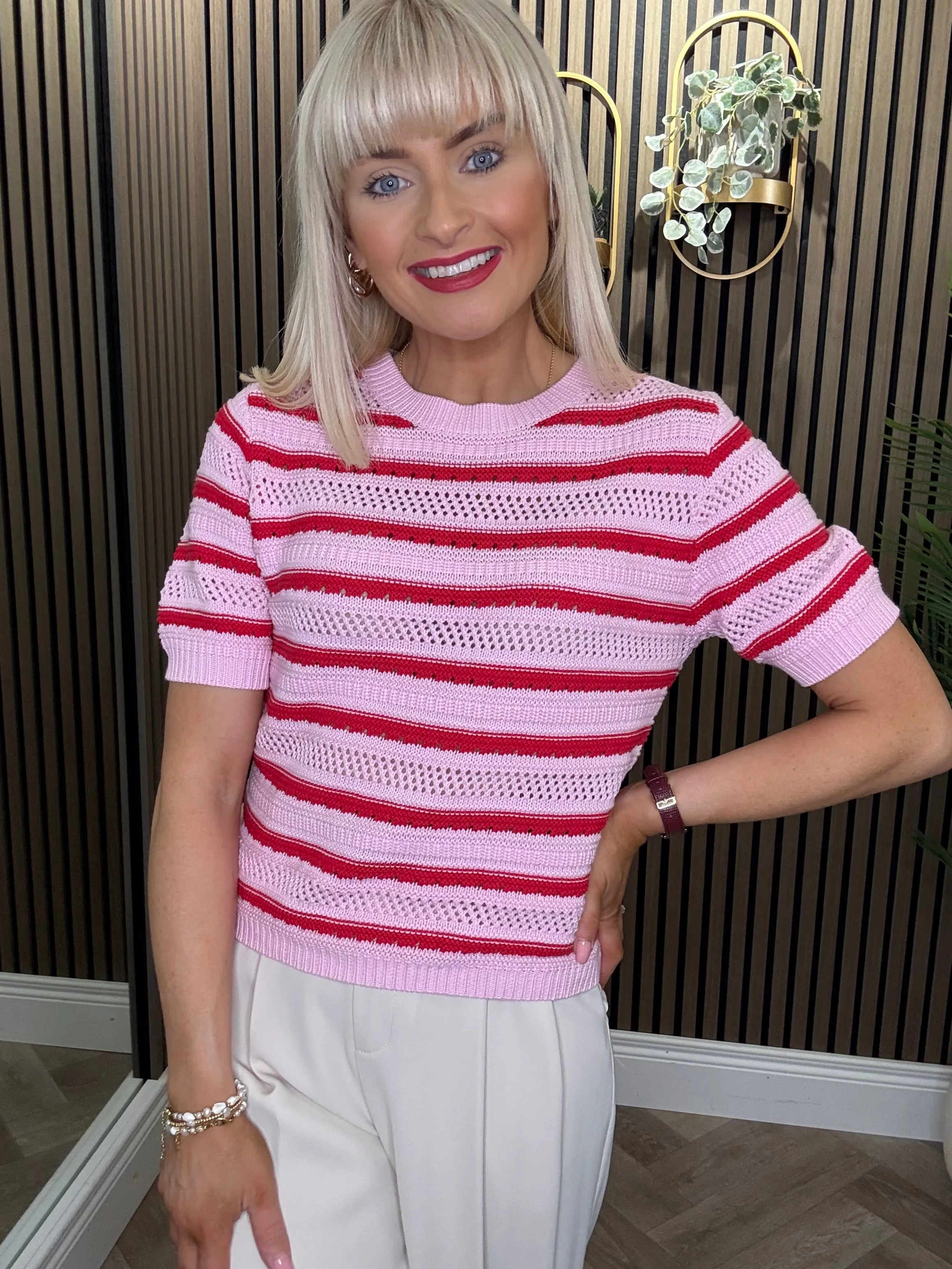 Kim Knit Top Pink/Red