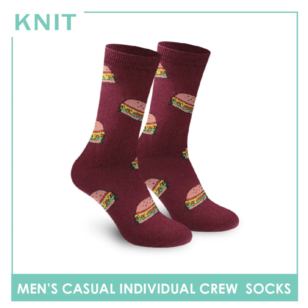 Knit Men's Burger Cotton Light Performance Crew Socks 1 Pair KMC2201