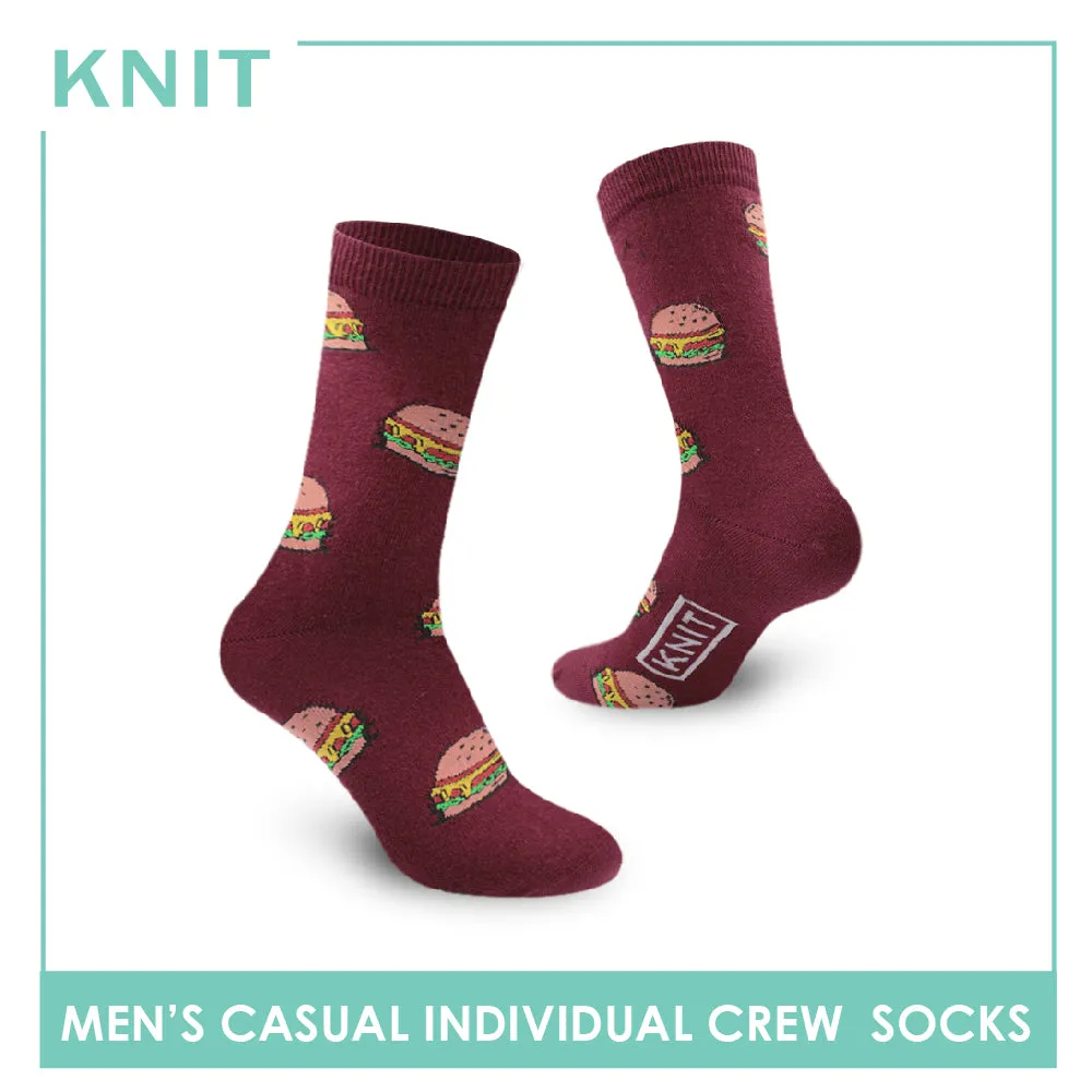 Knit Men's Burger Cotton Light Performance Crew Socks 1 Pair KMC2201
