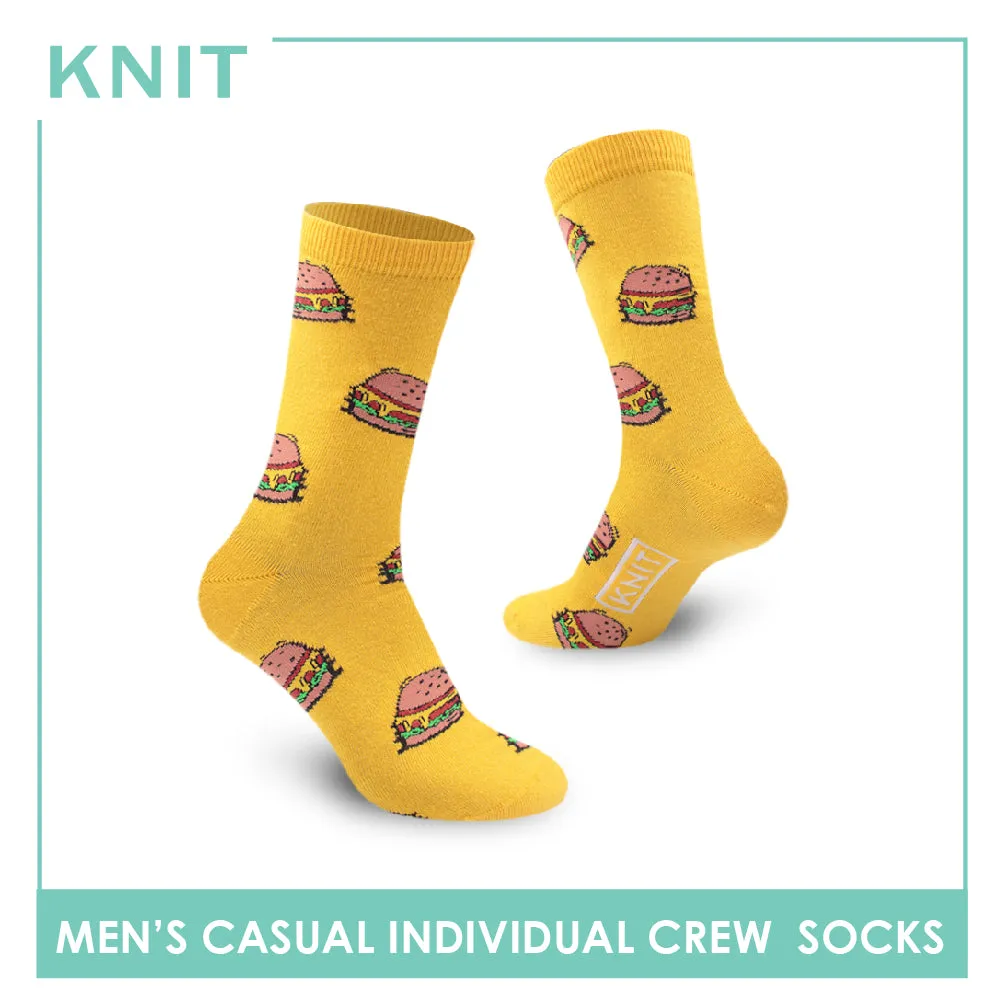 Knit Men's Burger Cotton Light Performance Crew Socks 1 Pair KMC2201