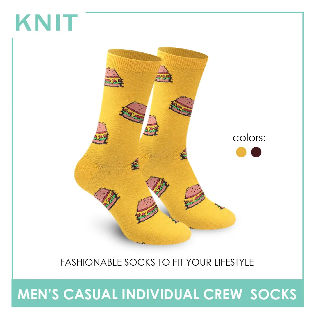 Knit Men's Burger Cotton Light Performance Crew Socks 1 Pair KMC2201