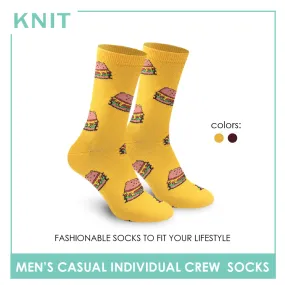 Knit Men's Burger Cotton Light Performance Crew Socks 1 Pair KMC2201
