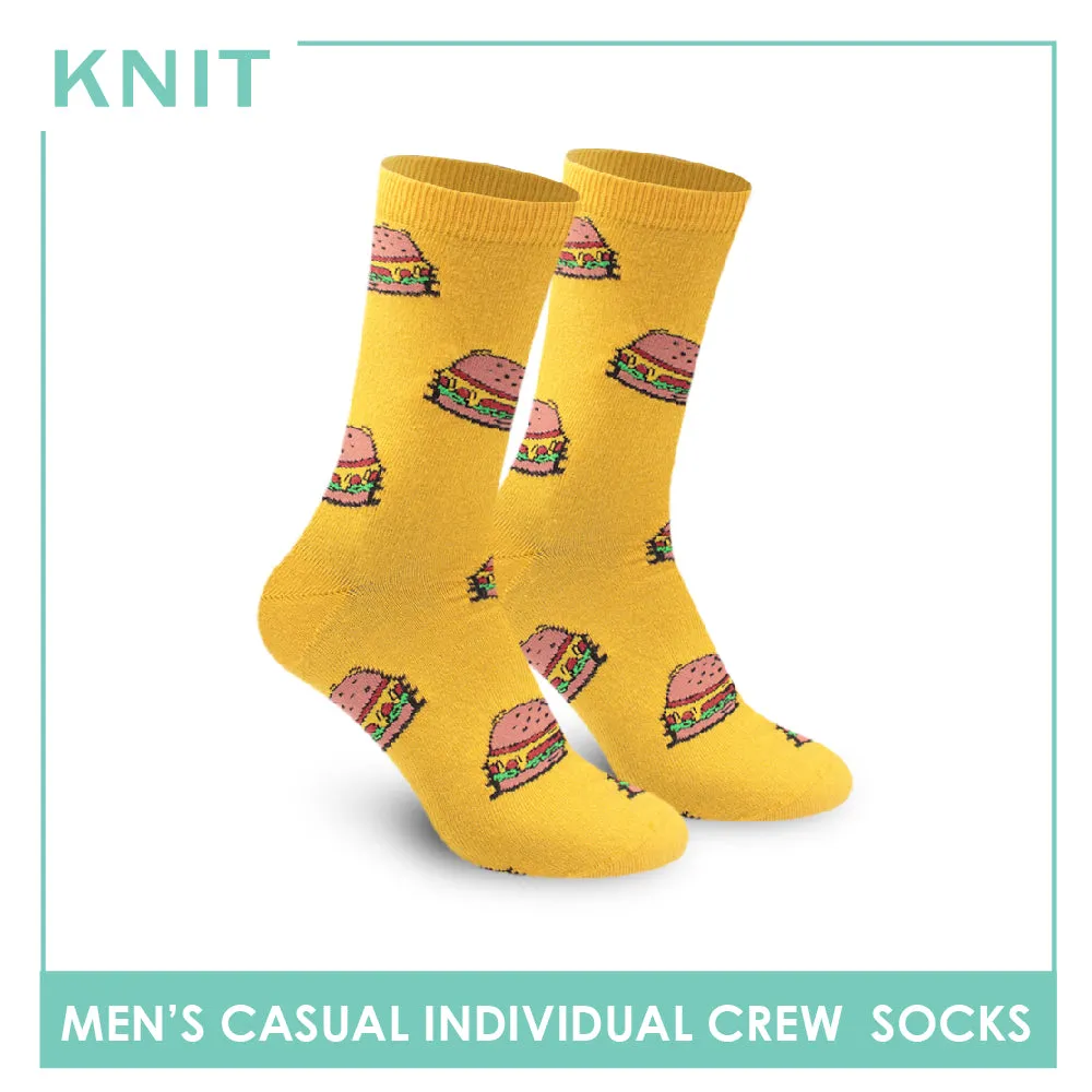 Knit Men's Burger Cotton Light Performance Crew Socks 1 Pair KMC2201