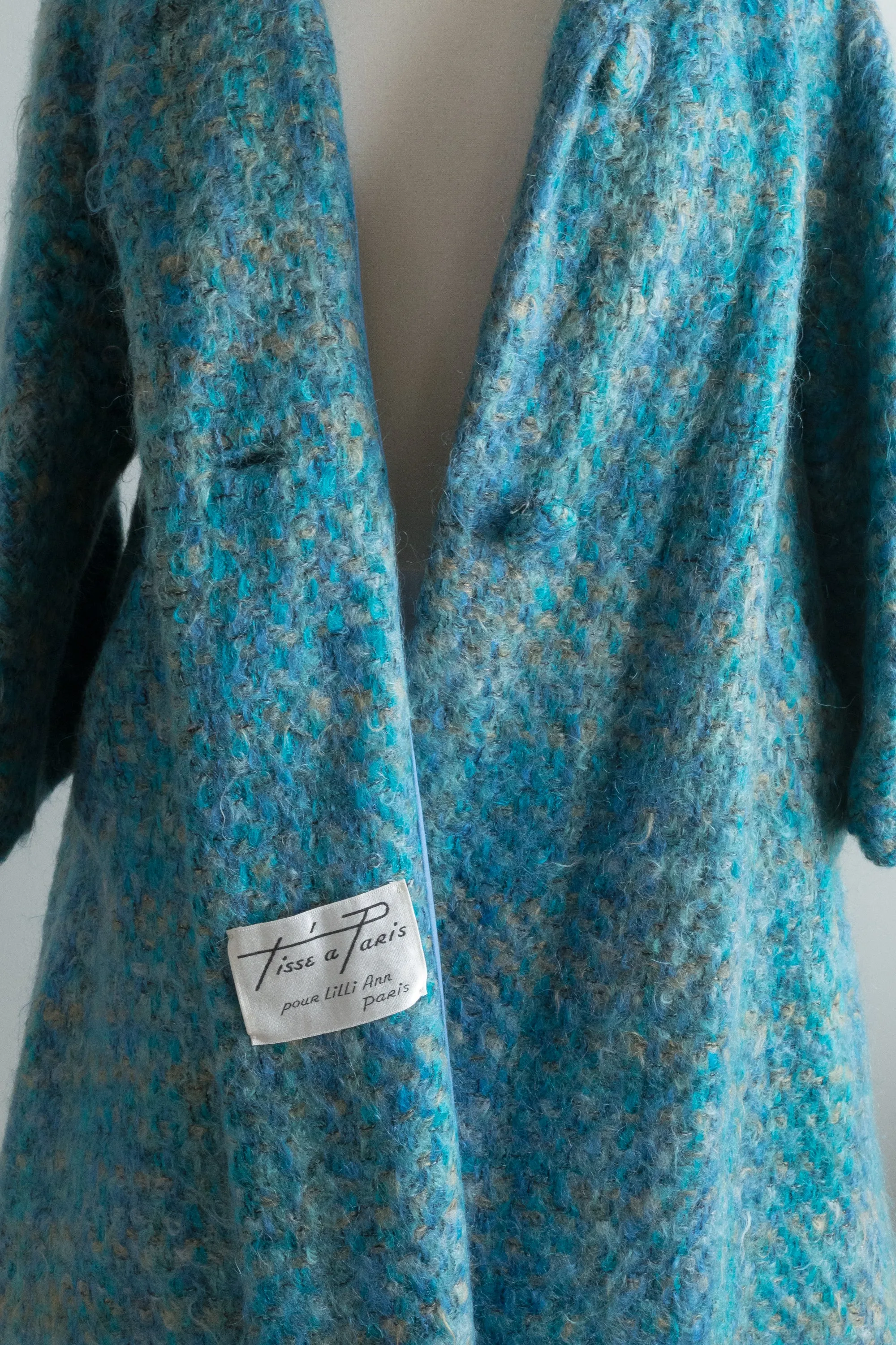 Late 1950's Lilli Ann Coat Woven Blue Swing Coat / Medium