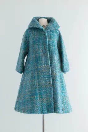 Late 1950's Lilli Ann Coat Woven Blue Swing Coat / Medium