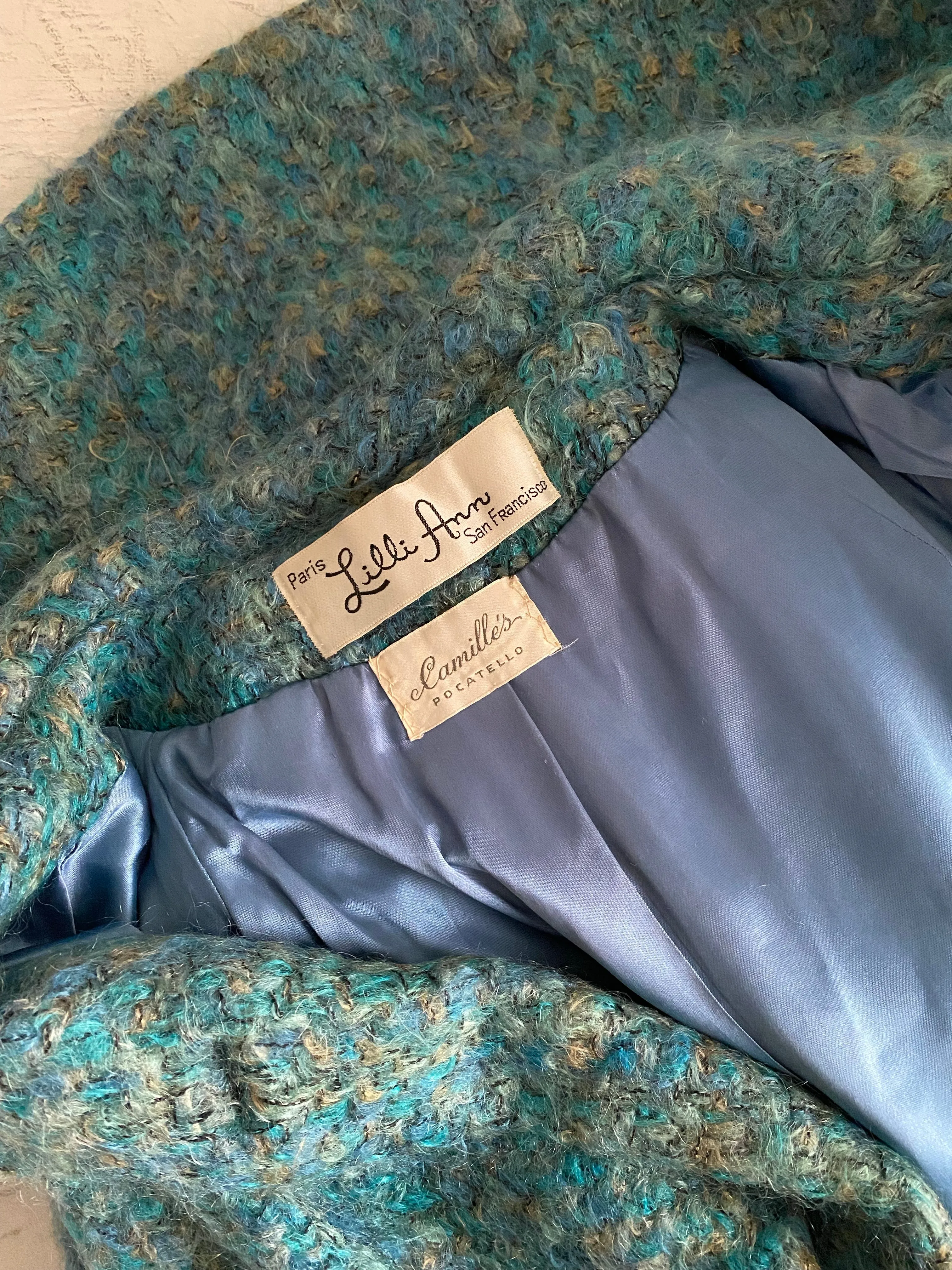 Late 1950's Lilli Ann Coat Woven Blue Swing Coat / Medium