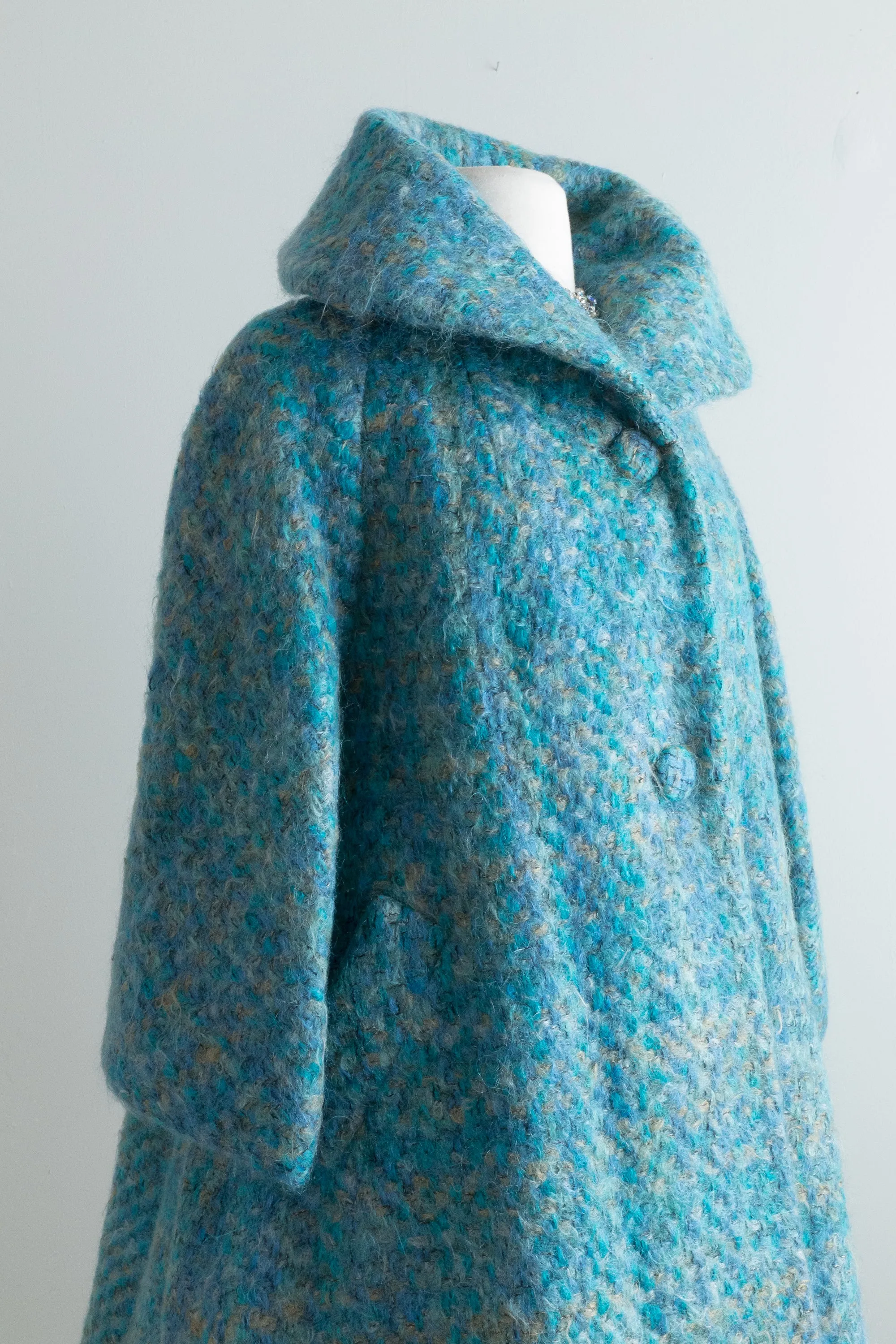 Late 1950's Lilli Ann Coat Woven Blue Swing Coat / Medium