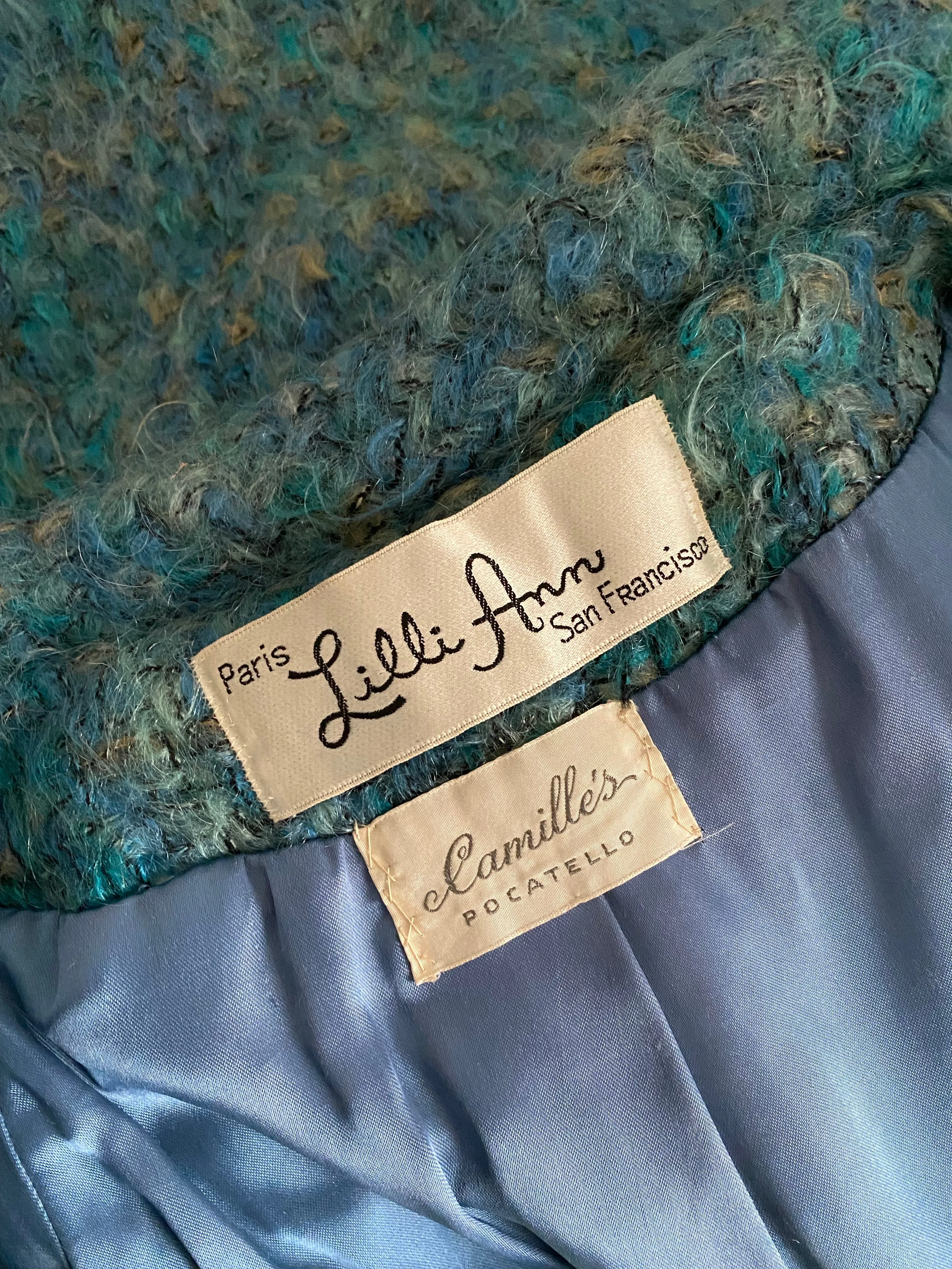 Late 1950's Lilli Ann Coat Woven Blue Swing Coat / Medium
