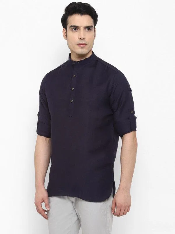 Life Roads full sleeve casualdark blue cotton shirt for Men and boys