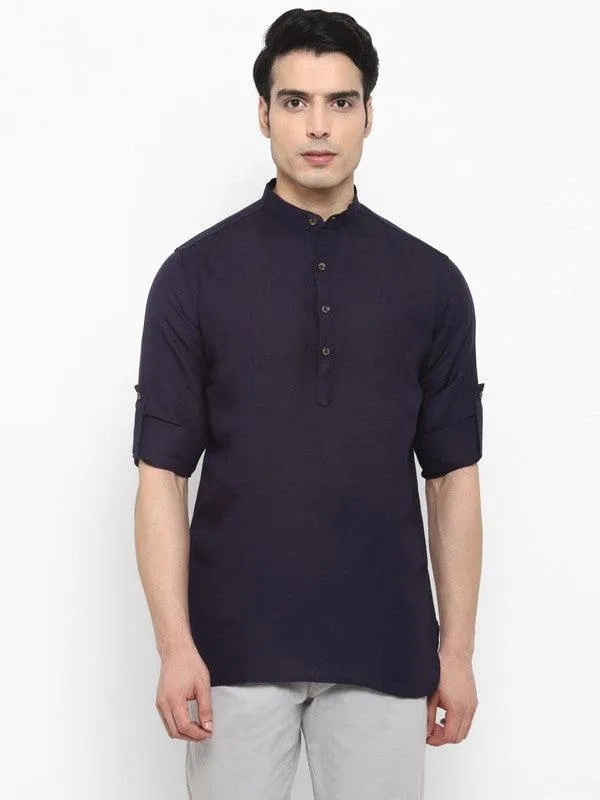 Life Roads full sleeve casualdark blue cotton shirt for Men and boys