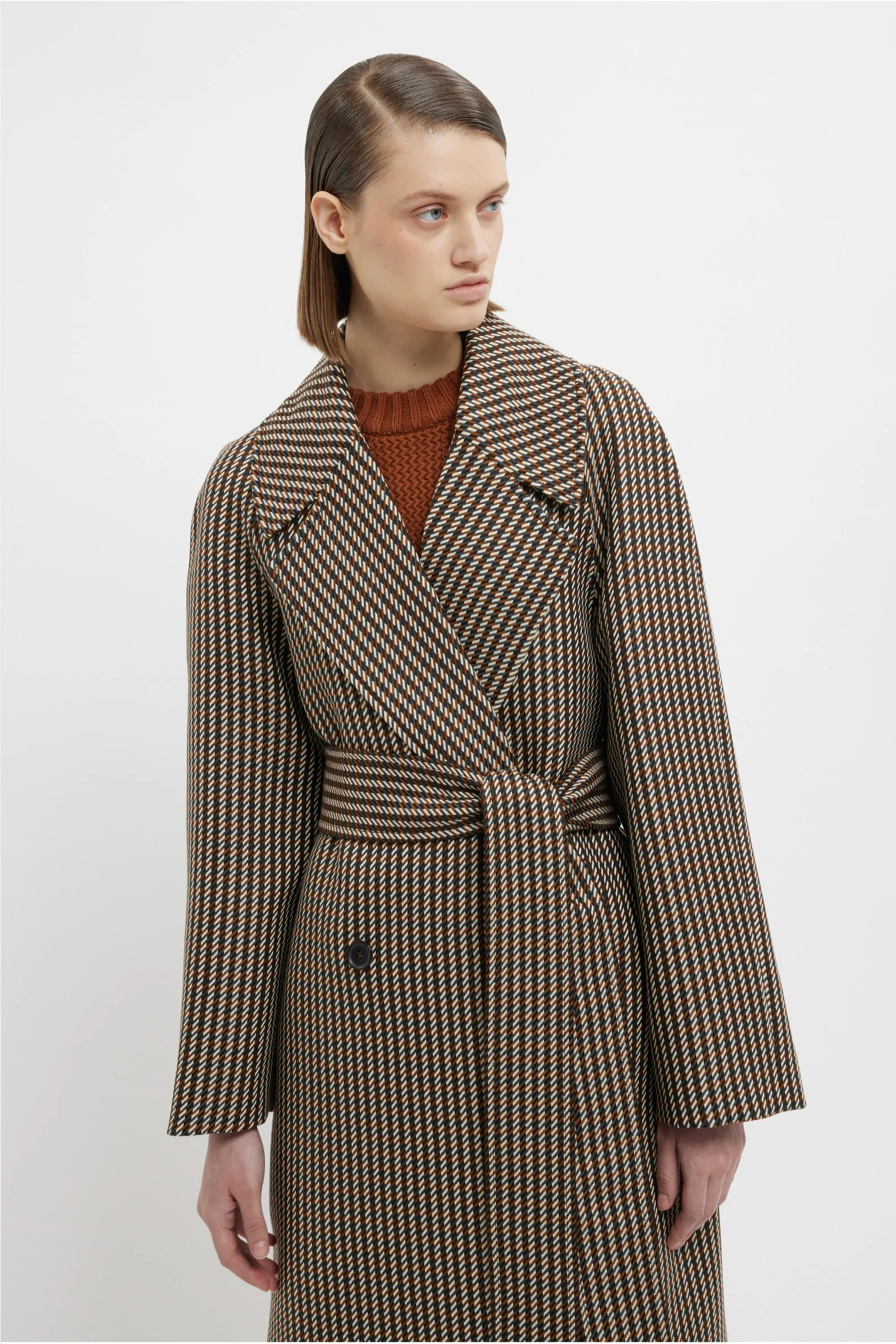 Lilabet Coat In Tan & Ivory Merino Shetland