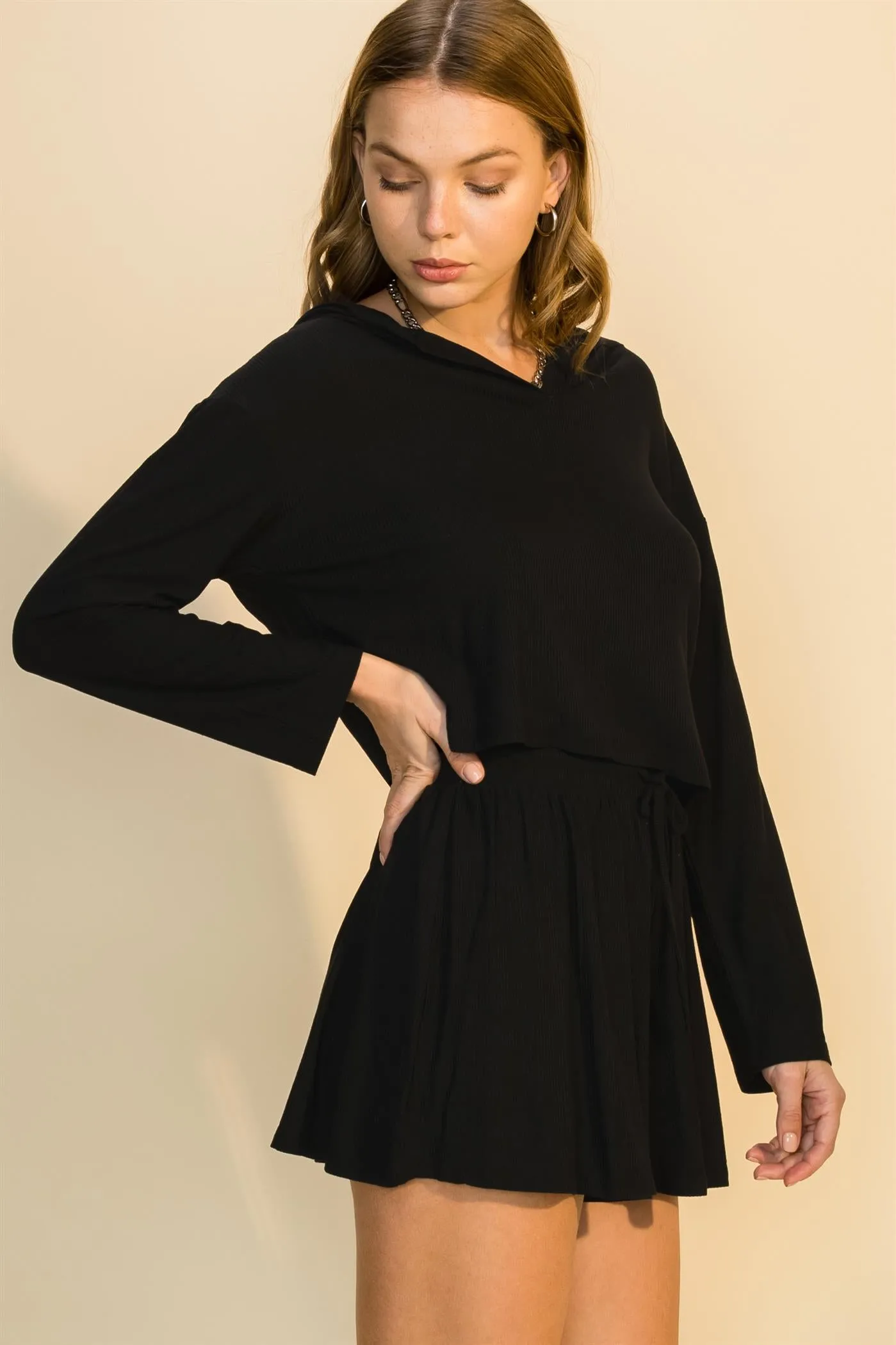 Long Sleeve Drop Shoulder Hoodie
