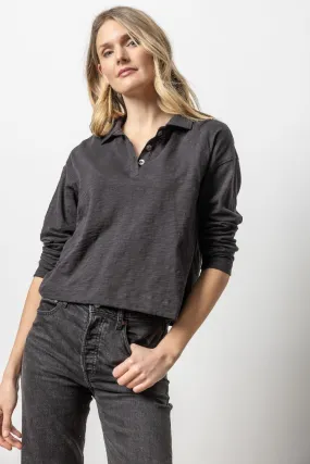 Long Sleeve Drop Shoulder Polo Shirt by Lila P