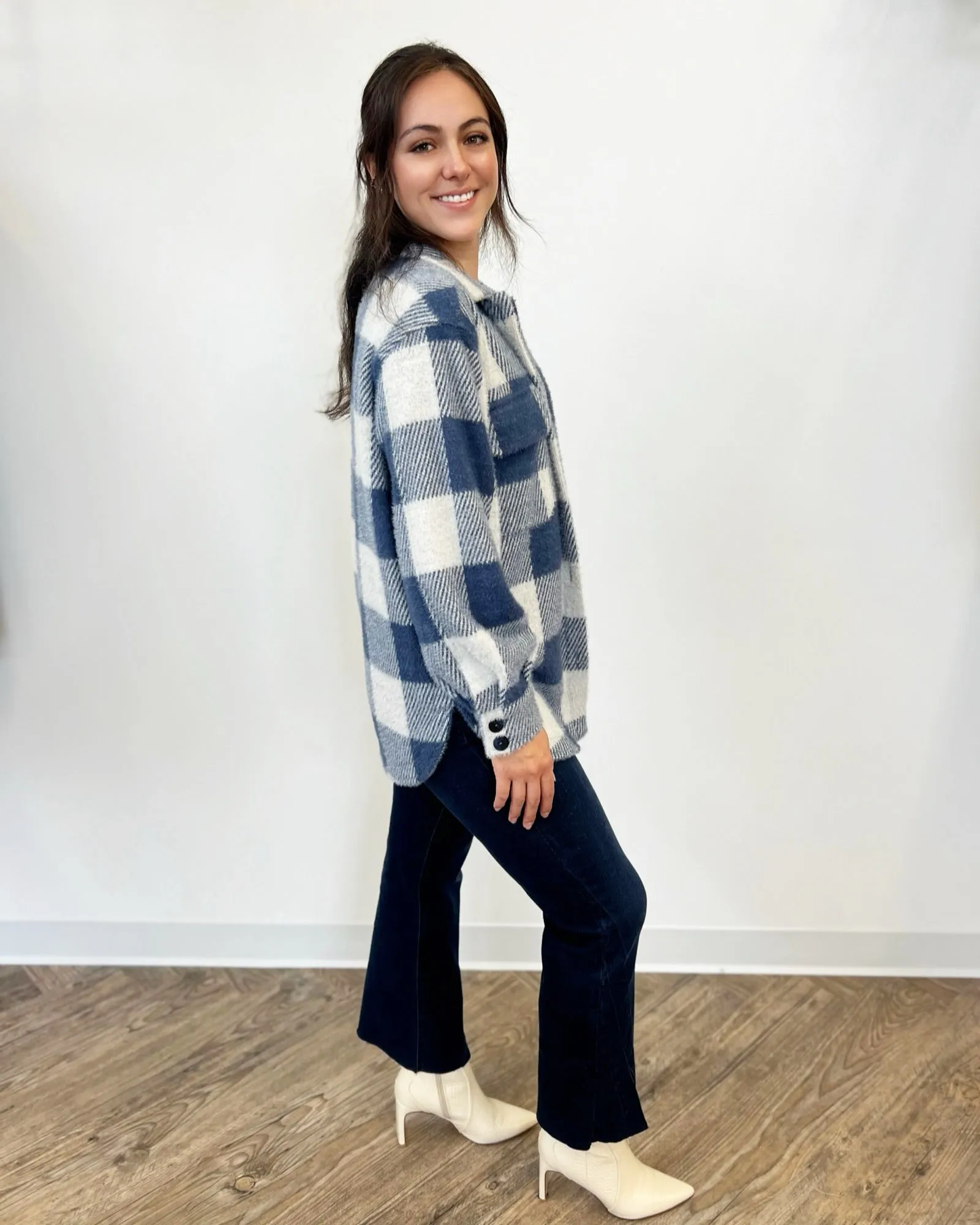 Maiko Plaid Knit Trucker Jacket
