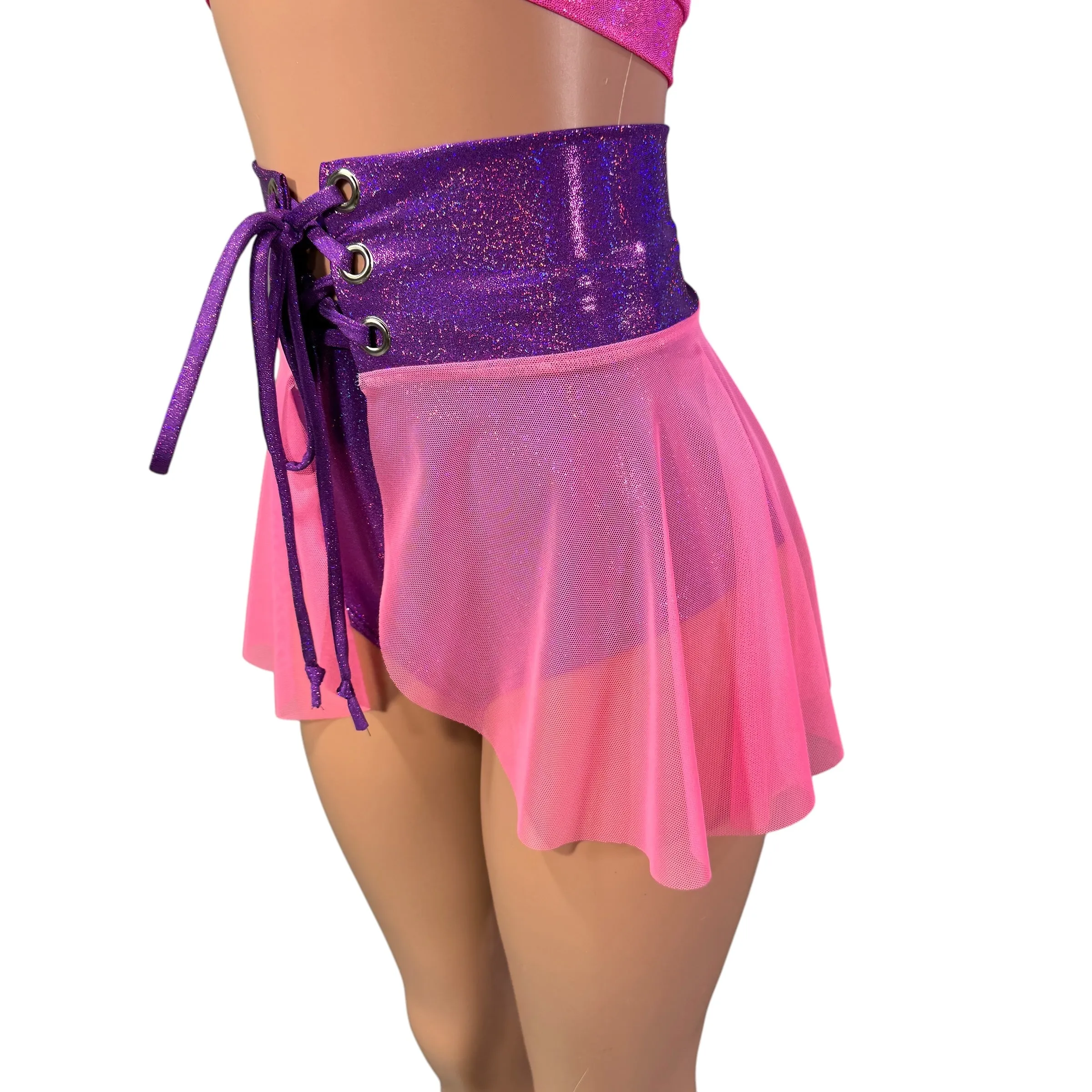 Mesh Lace-Up Skirt - Cheshire Cat Corset Skirt