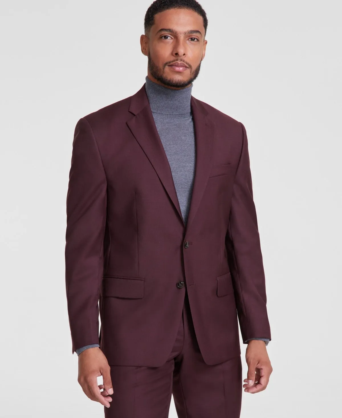 Michael Kors Mens Classic fit Sport Coat Blazer 44 S Red Solid Stretch