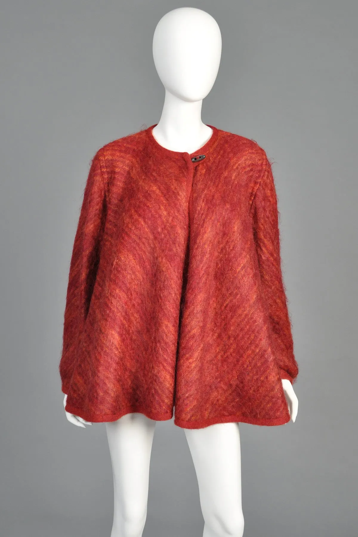 Missoni 1970s Striped Mohair Coat with Full Sweep