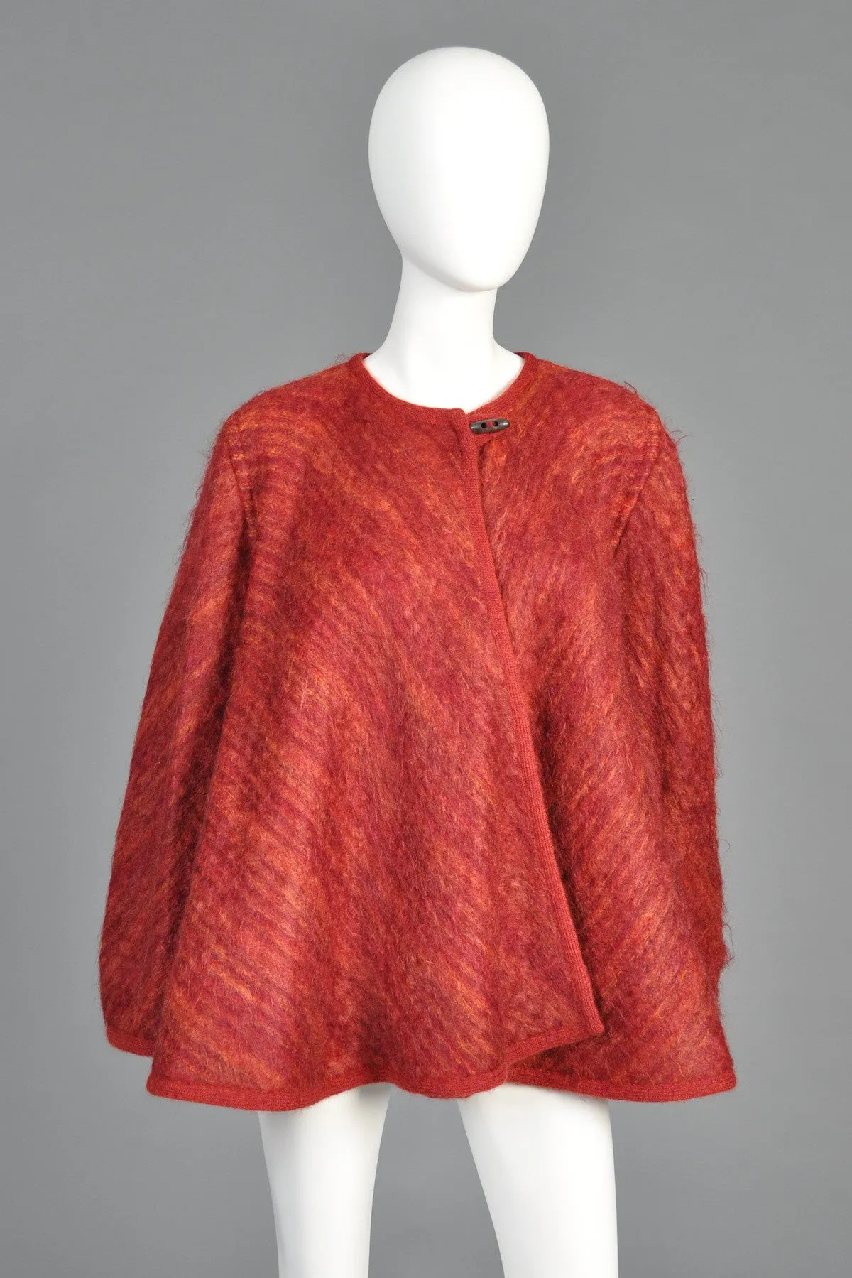 Missoni 1970s Striped Mohair Coat with Full Sweep