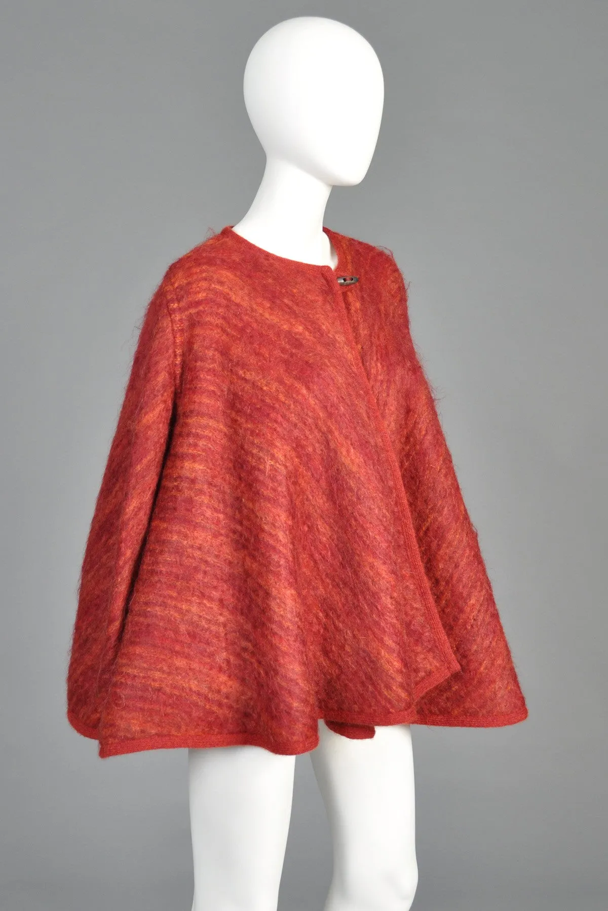 Missoni 1970s Striped Mohair Coat with Full Sweep