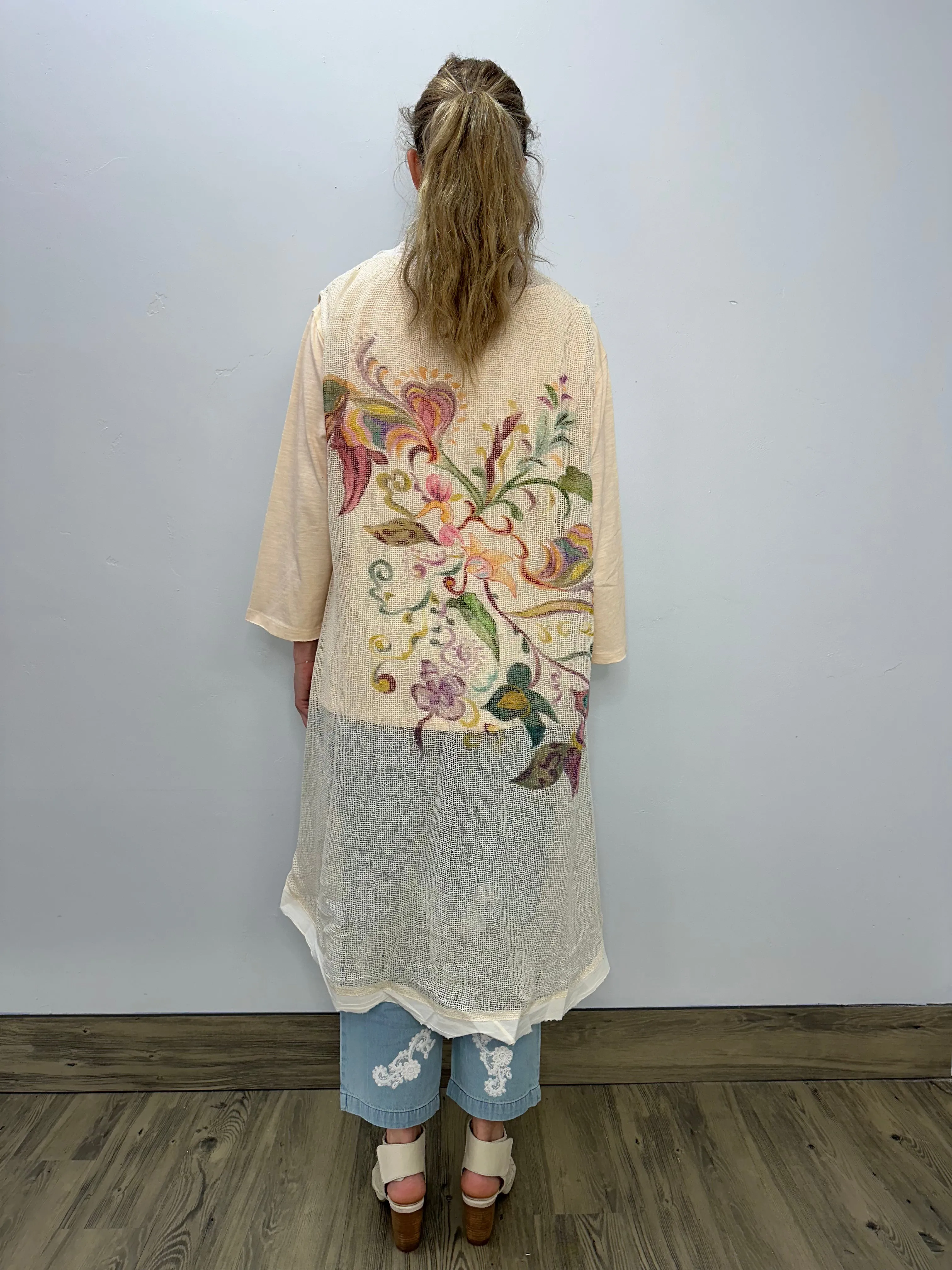 Multicolored Hand Designed Abstract Vest - One Size