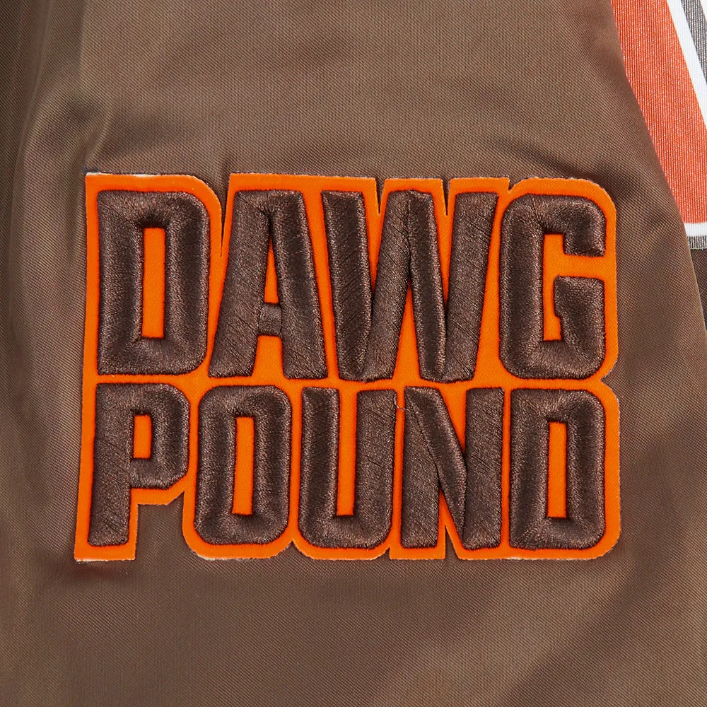NFL CLEVELAND BROWNS BIG LOGO MEN'S SATIN JACKET (BROWN)