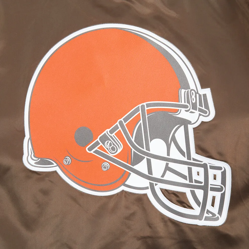 NFL CLEVELAND BROWNS BIG LOGO MEN'S SATIN JACKET (BROWN)