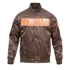 NFL CLEVELAND BROWNS BIG LOGO MEN'S SATIN JACKET (BROWN)