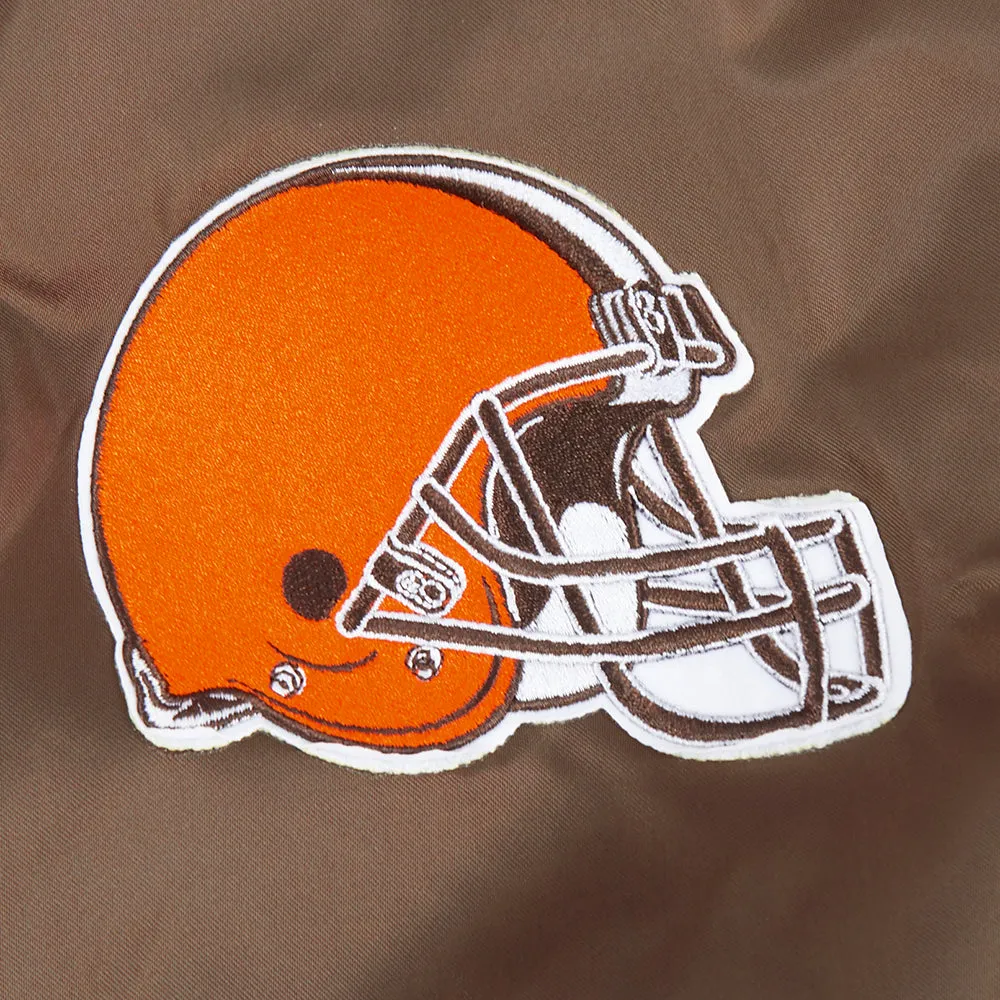 NFL CLEVELAND BROWNS BIG LOGO MEN'S SATIN JACKET (BROWN)