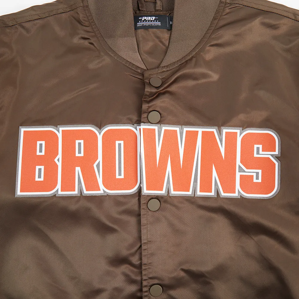 NFL CLEVELAND BROWNS BIG LOGO MEN'S SATIN JACKET (BROWN)