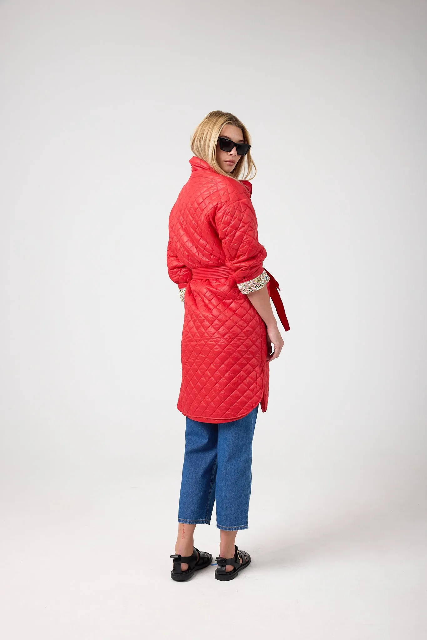 Nikoa Nylon Quilted Jacket - Red