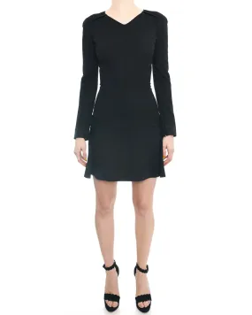 Nina Ricci Black Wool Knit Jersey Dress with Flared Skirt - 6