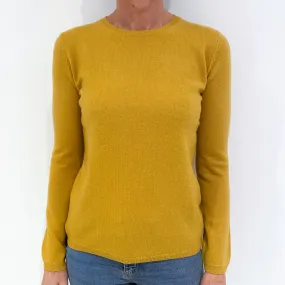 Ochre Yellow Cashmere Crew Neck Jumper Small