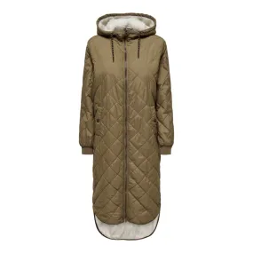 ONLY Long Quilted Coat in Green