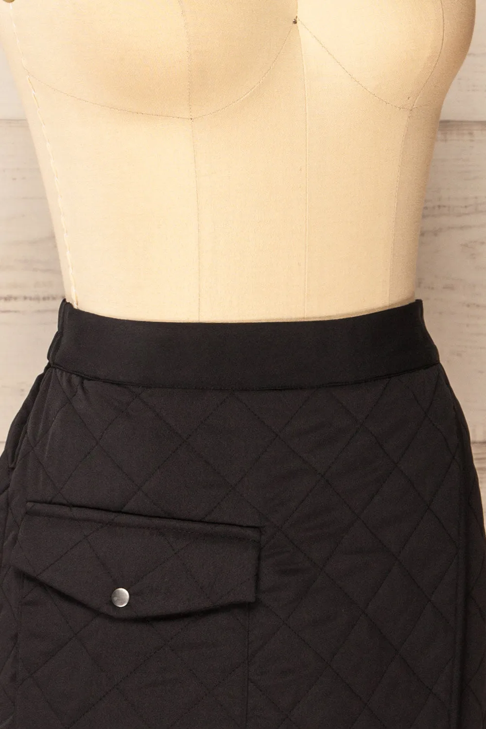 Oviedo | Black Quilted Wrap Skirt